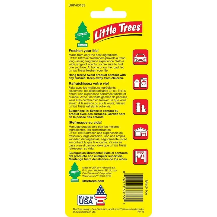 0370619 Little Trees Hanging Air Freshener, Black Ice, 6-pk