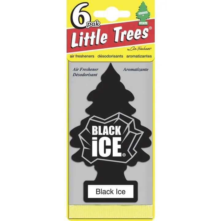 0370619 Little Trees Hanging Air Freshener, Black Ice, 6-pk