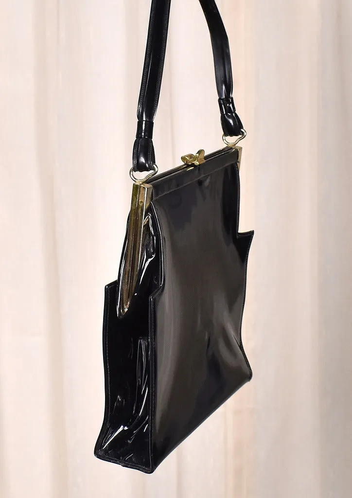 1950s Pointy Black Handbag