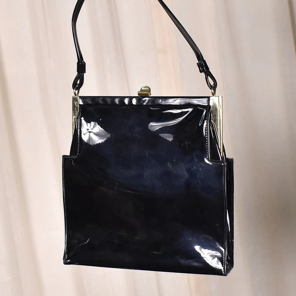 1950s Pointy Black Handbag