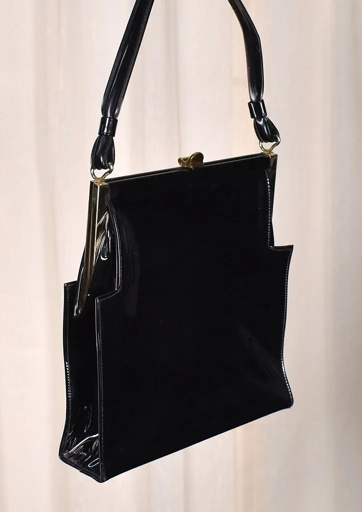 1950s Pointy Black Handbag