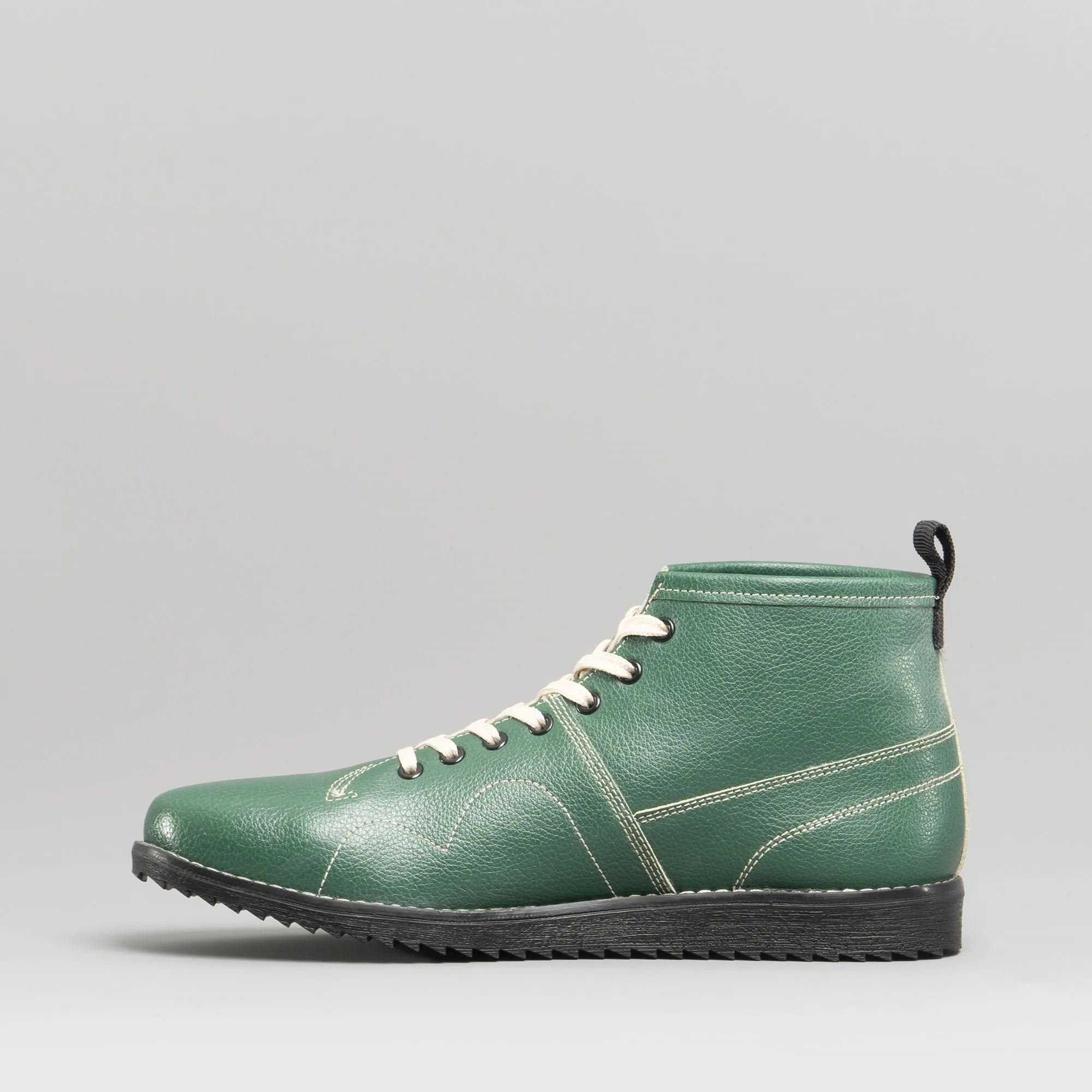 1960 Unisex Leather Monkey Boots Green/Cream