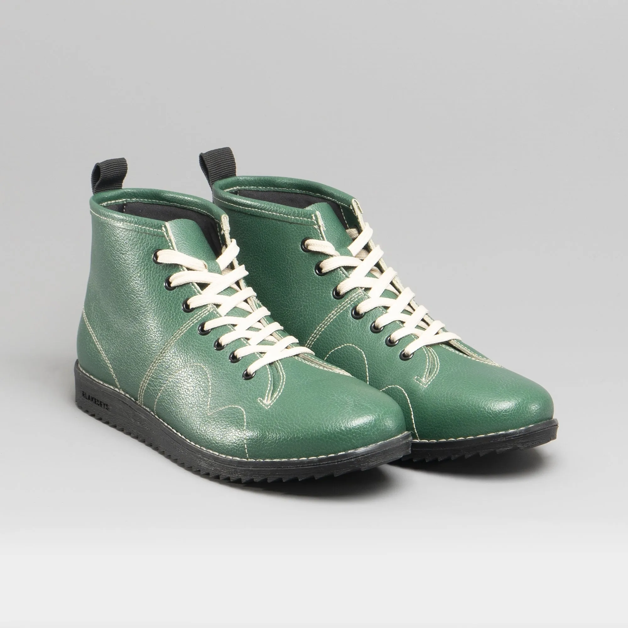 1960 Unisex Leather Monkey Boots Green/Cream