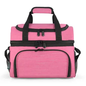 19L Dual Compartment Insulated Lunch Bag Cooler Bag - Pink