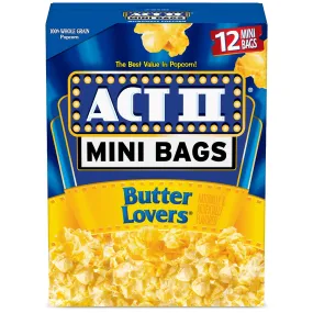 ACT II Butter Lovers Flavor Microwave Popcorn, Mini Bags, 14.39 oz., 12-Count