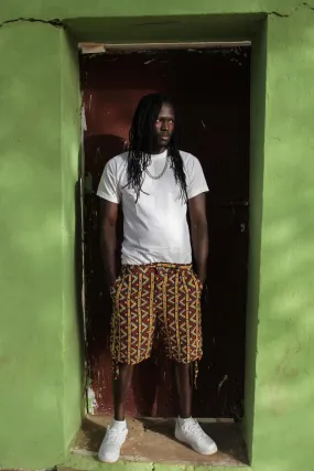 African Shorts In Earthy Mud Cloth