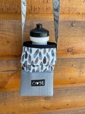 Ajax Gray Water Bottle Holder/ Purse-Rain drop print fabric