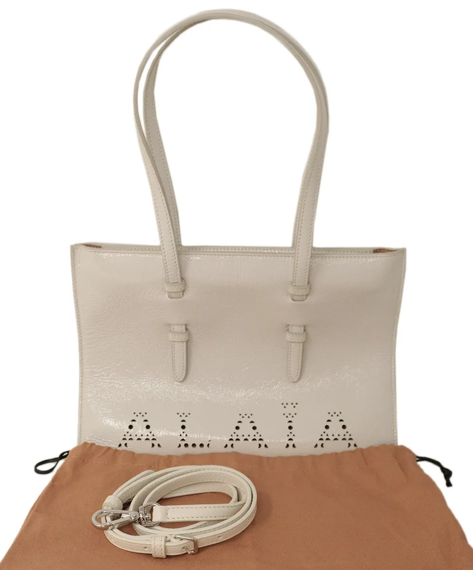 Alaia White Cutout Patent Leather Handbag