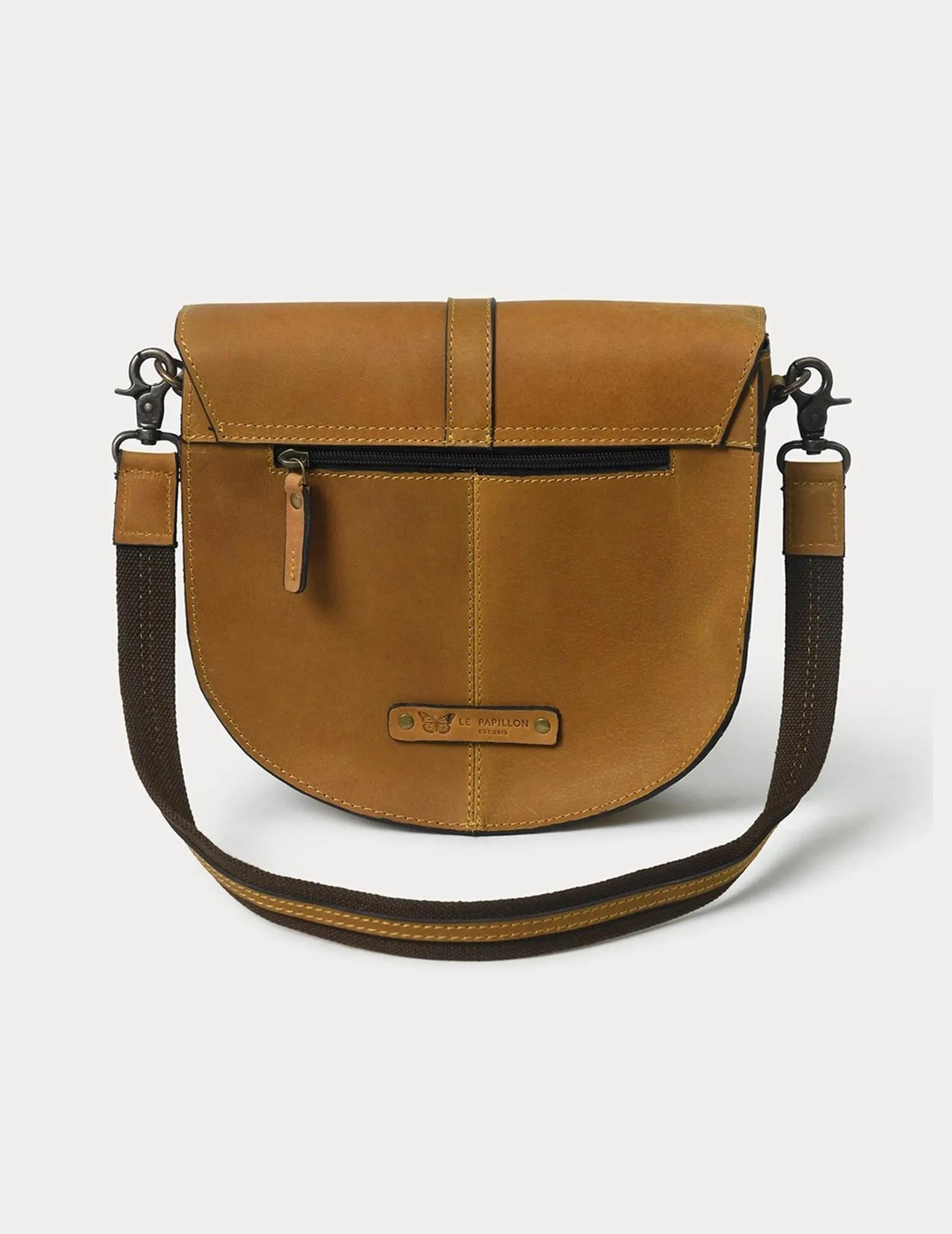 Anna Stitched Leather Saddle Bag Purse