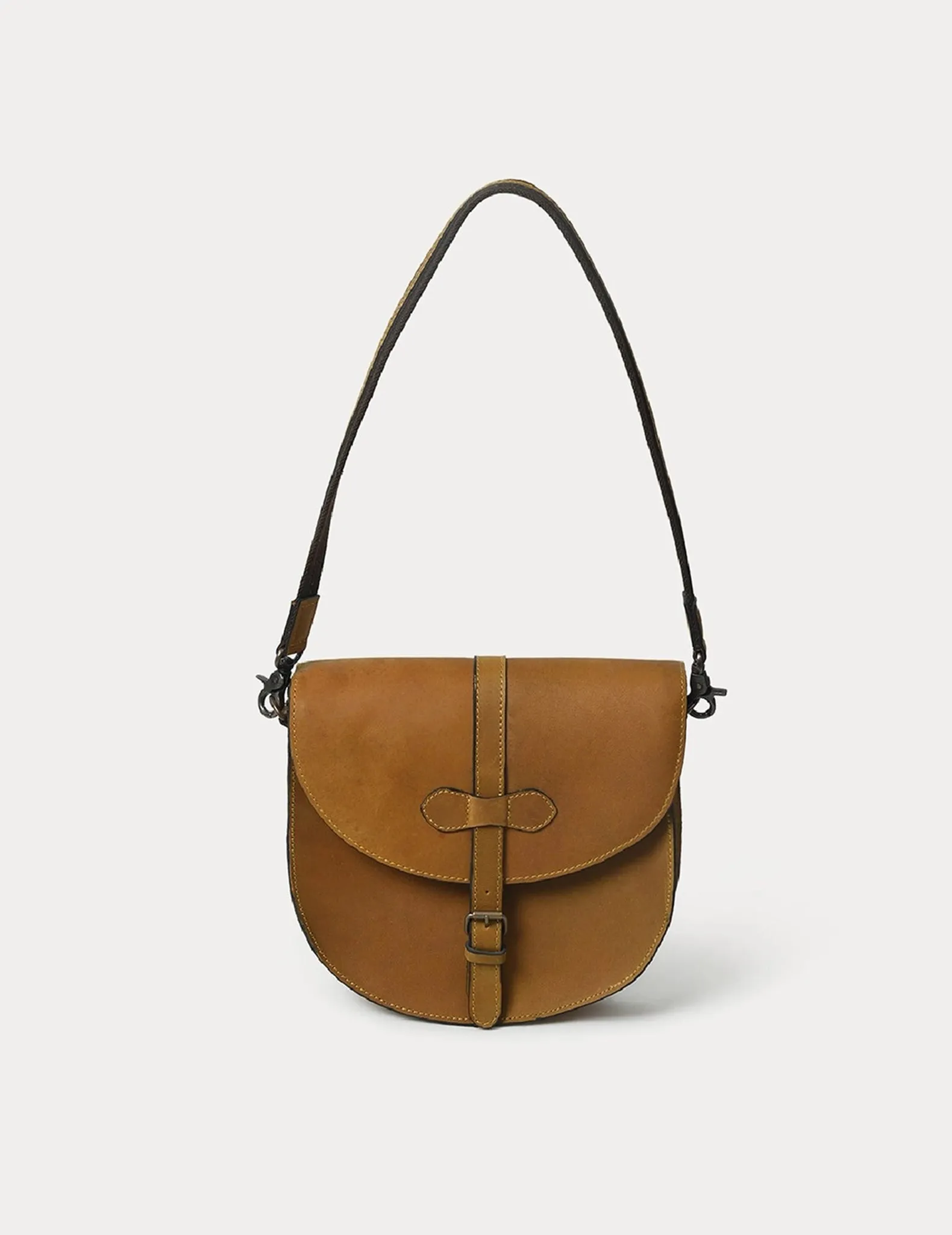 Anna Stitched Leather Saddle Bag Purse