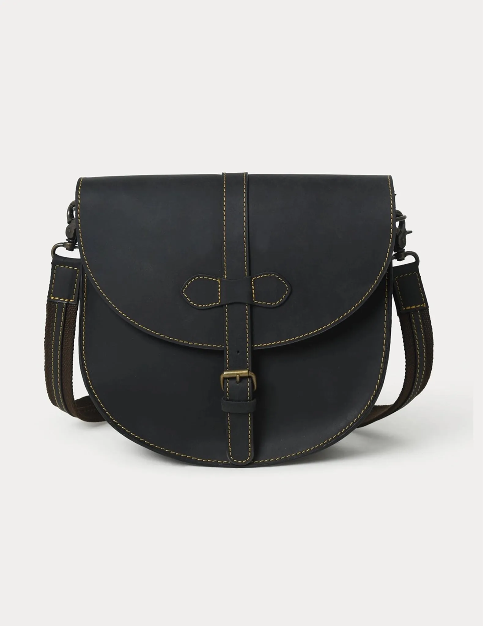 Anna Stitched Leather Saddle Bag Purse