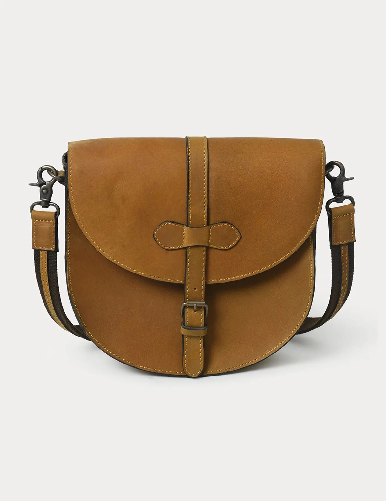 Anna Stitched Leather Saddle Bag Purse