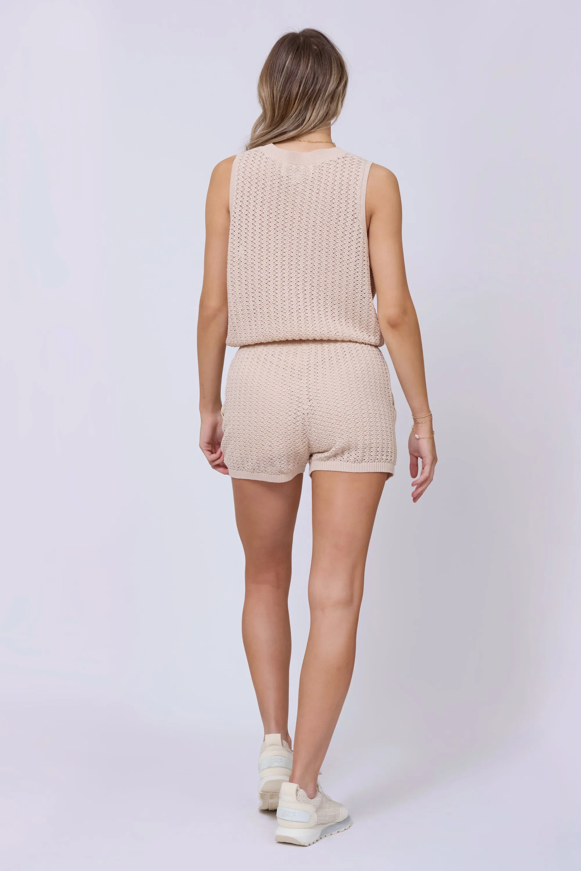 Bali Beige Open Crochet Shorts