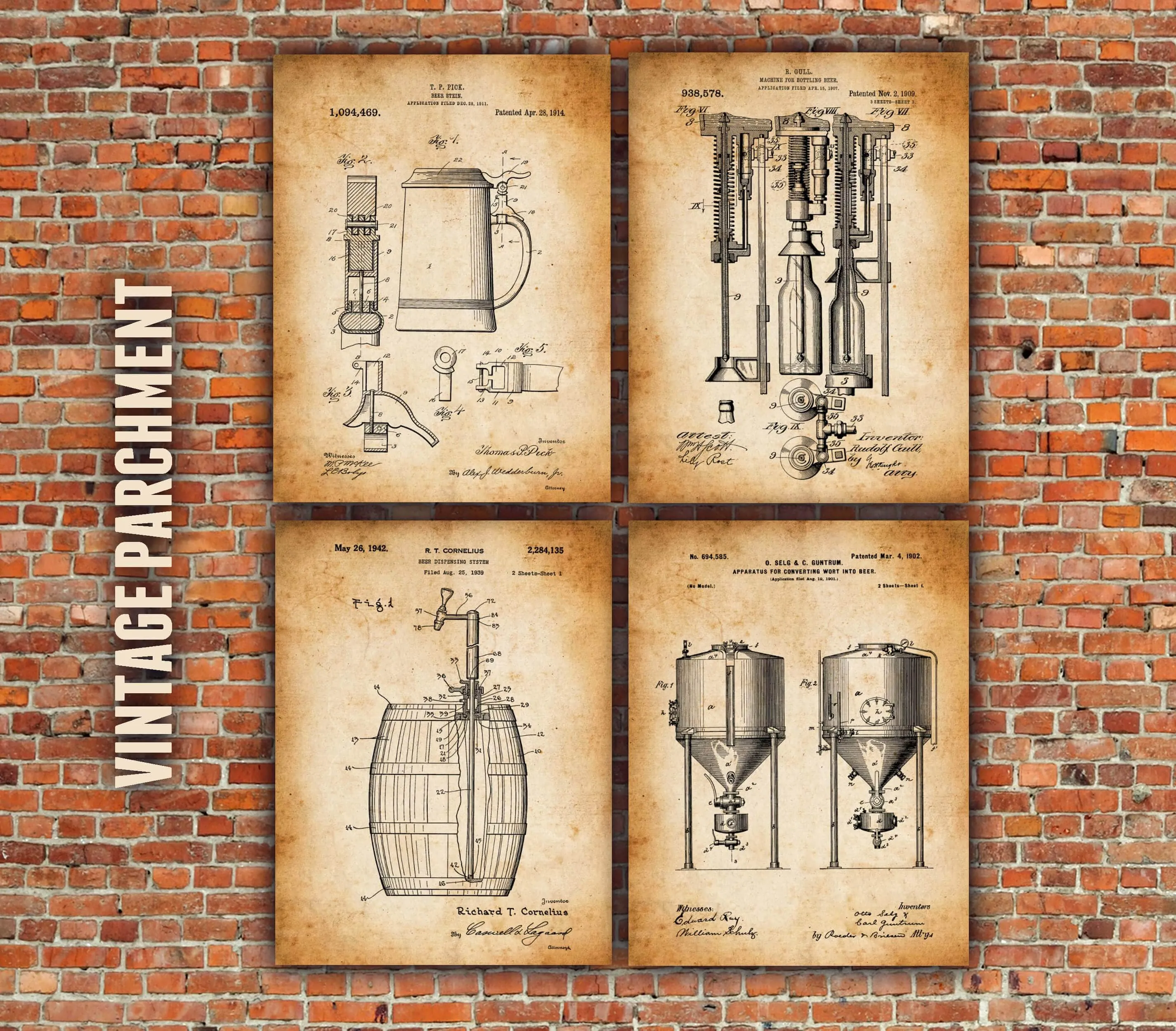 Beer Stein Patent Print Art on Canvas