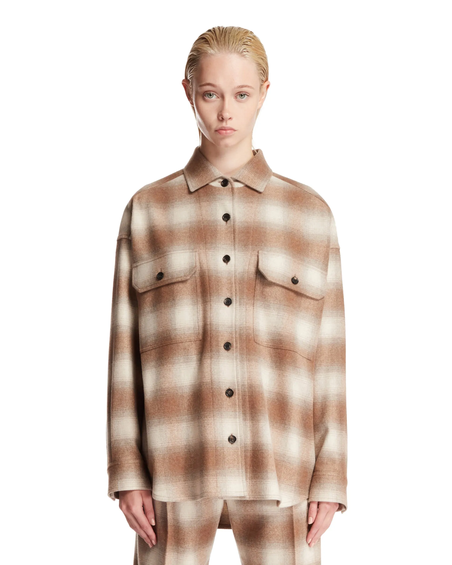 Beige Check Cotton Shirt