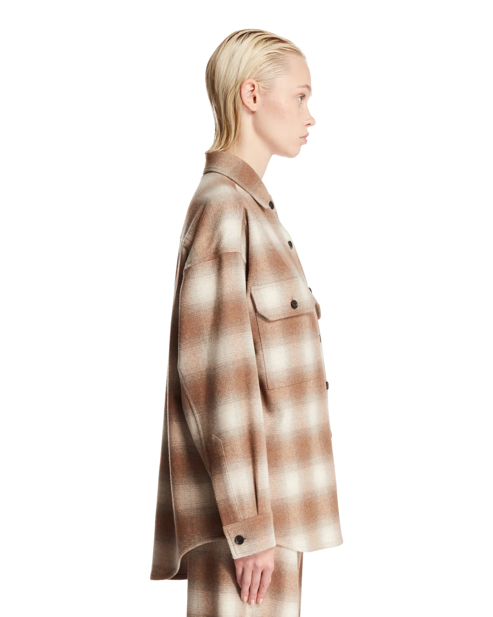 Beige Check Cotton Shirt