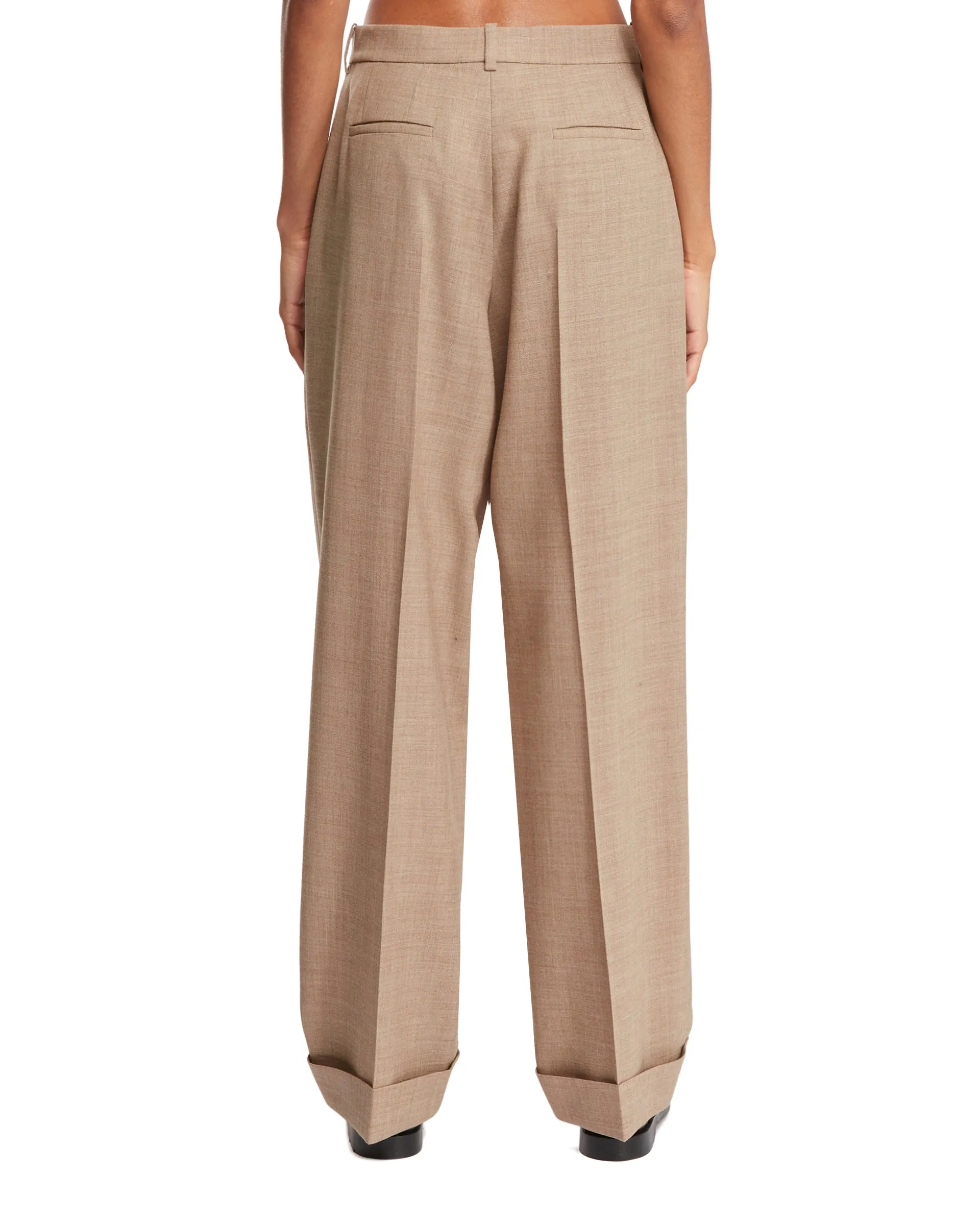 Beige Fold-Up Trousers