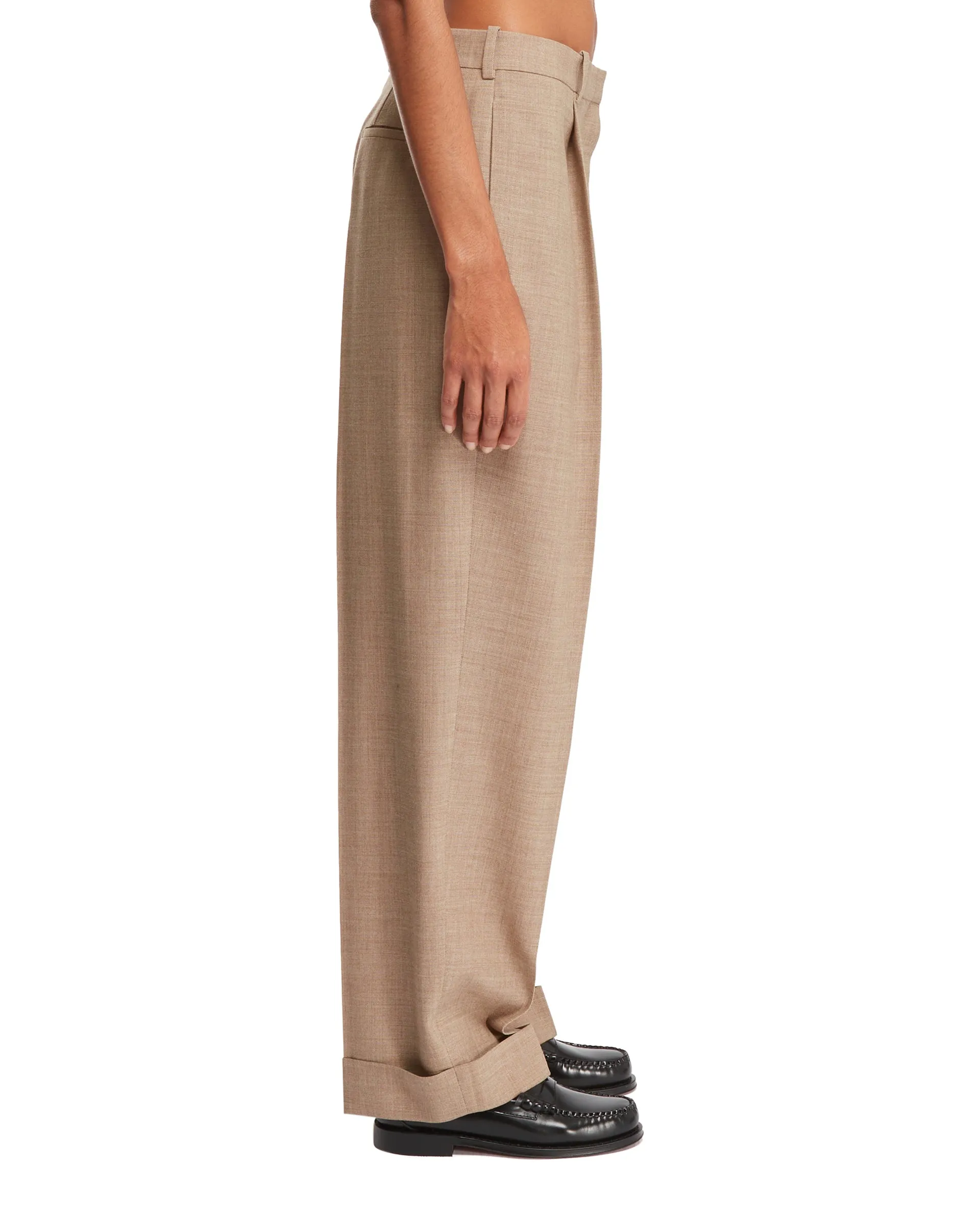 Beige Fold-Up Trousers