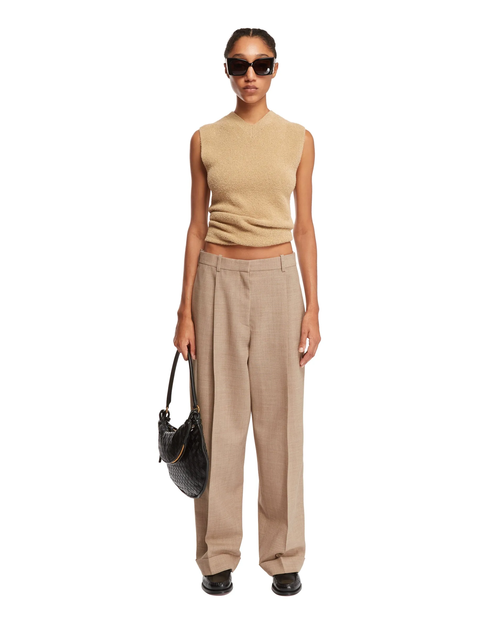 Beige Fold-Up Trousers