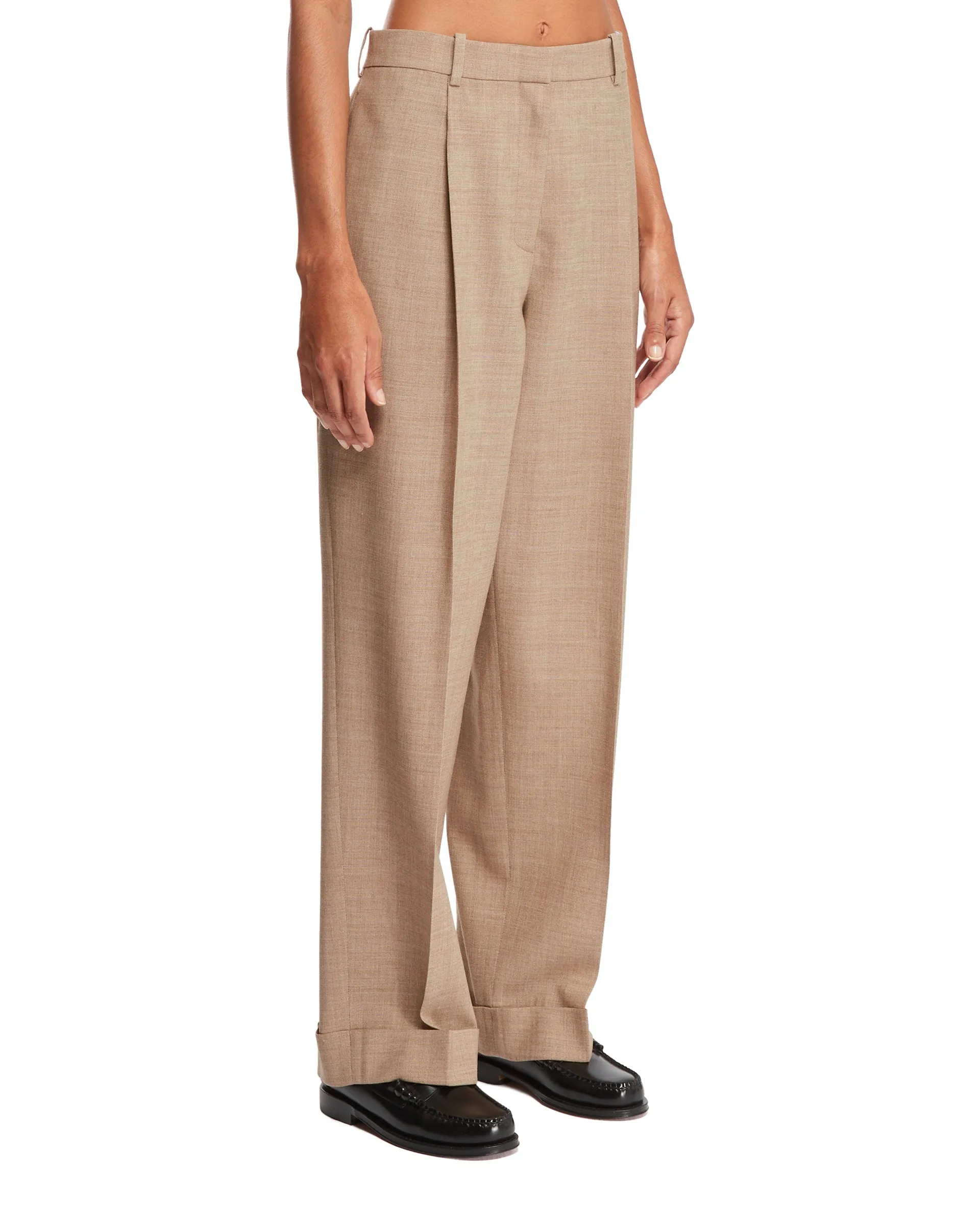 Beige Fold-Up Trousers