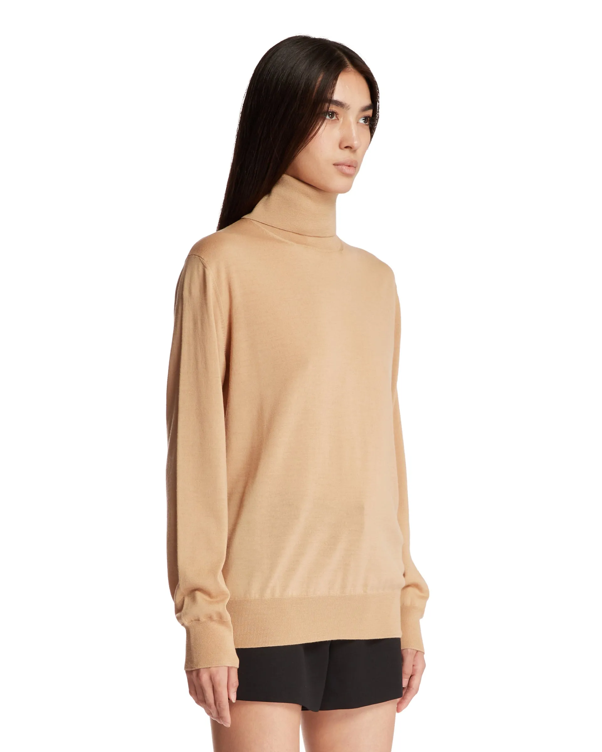 Beige High-Neck Sweater