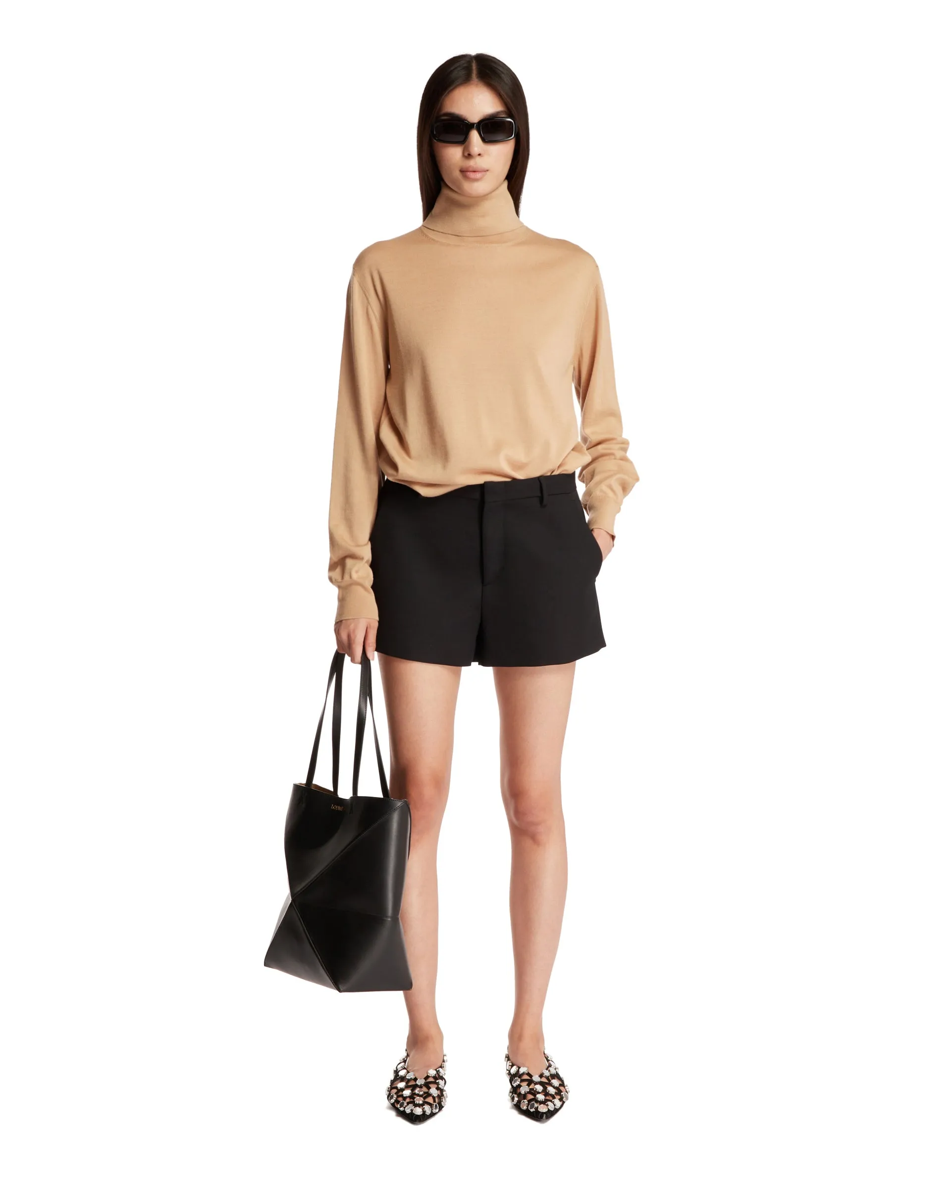 Beige High-Neck Sweater