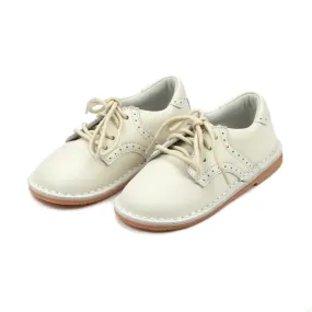 Beige leather lace up shoe