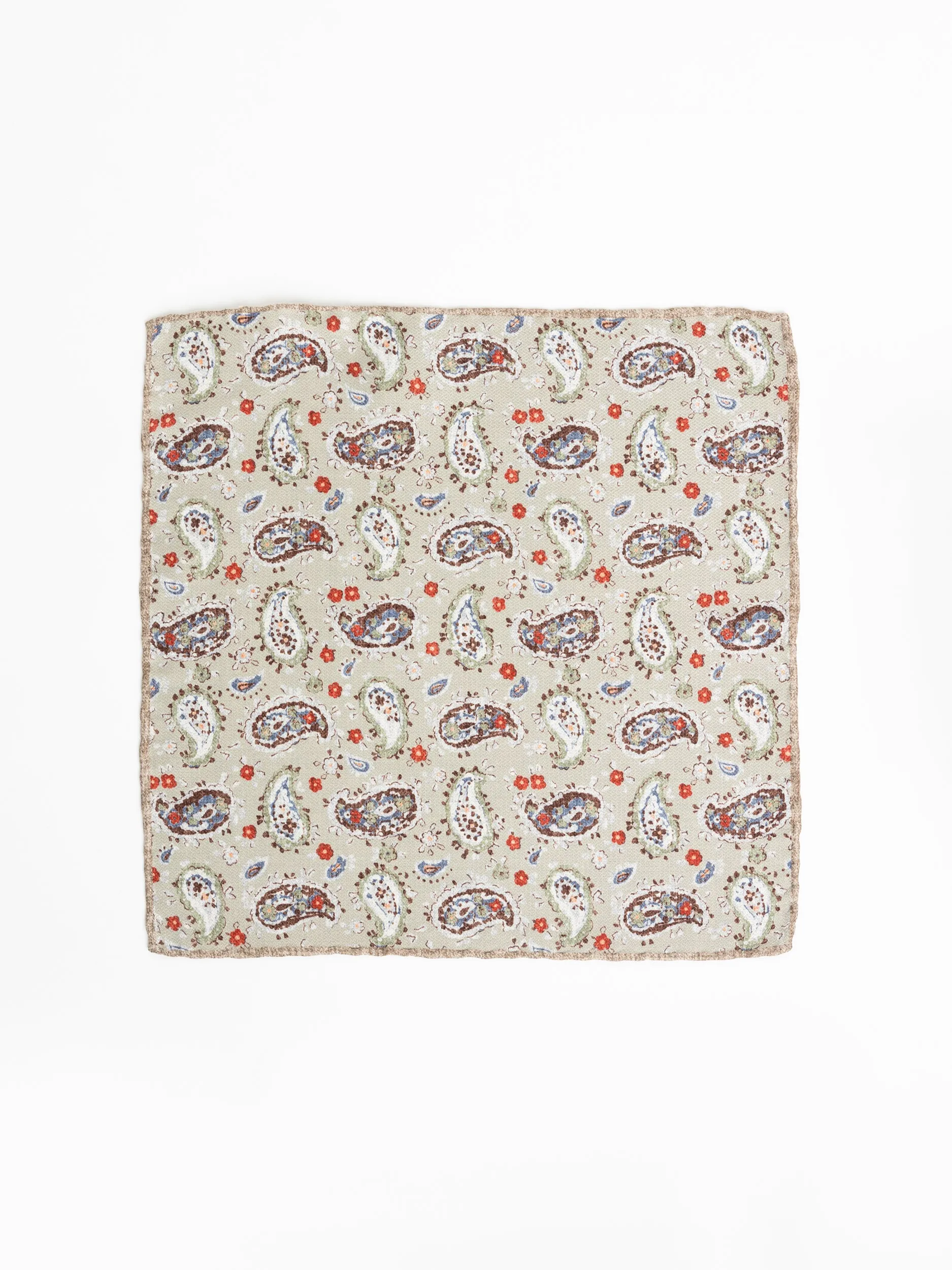 Beige Paisley Pocket Square