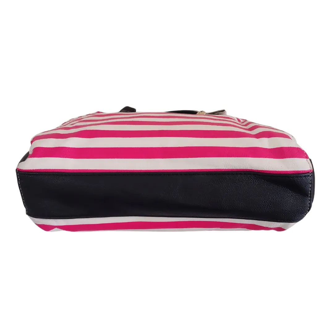 Betsey Johnson Handbag Black Pink White Stripes