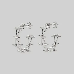 BEYOND. Barbed Wire Hoop Earrings - Silver