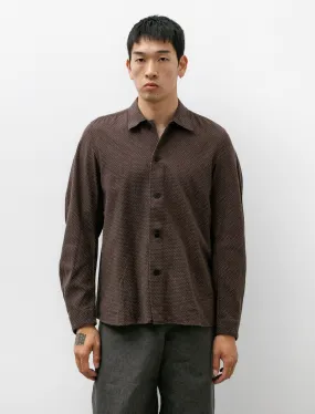 Bow Sleeve Shirt Brown Sashiko Cloth