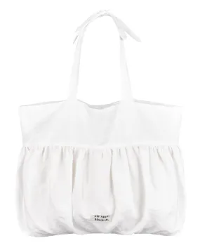 Stylish White Bubble Gather Tote Bag - Chic and Versatile Handbag for Everyday Use