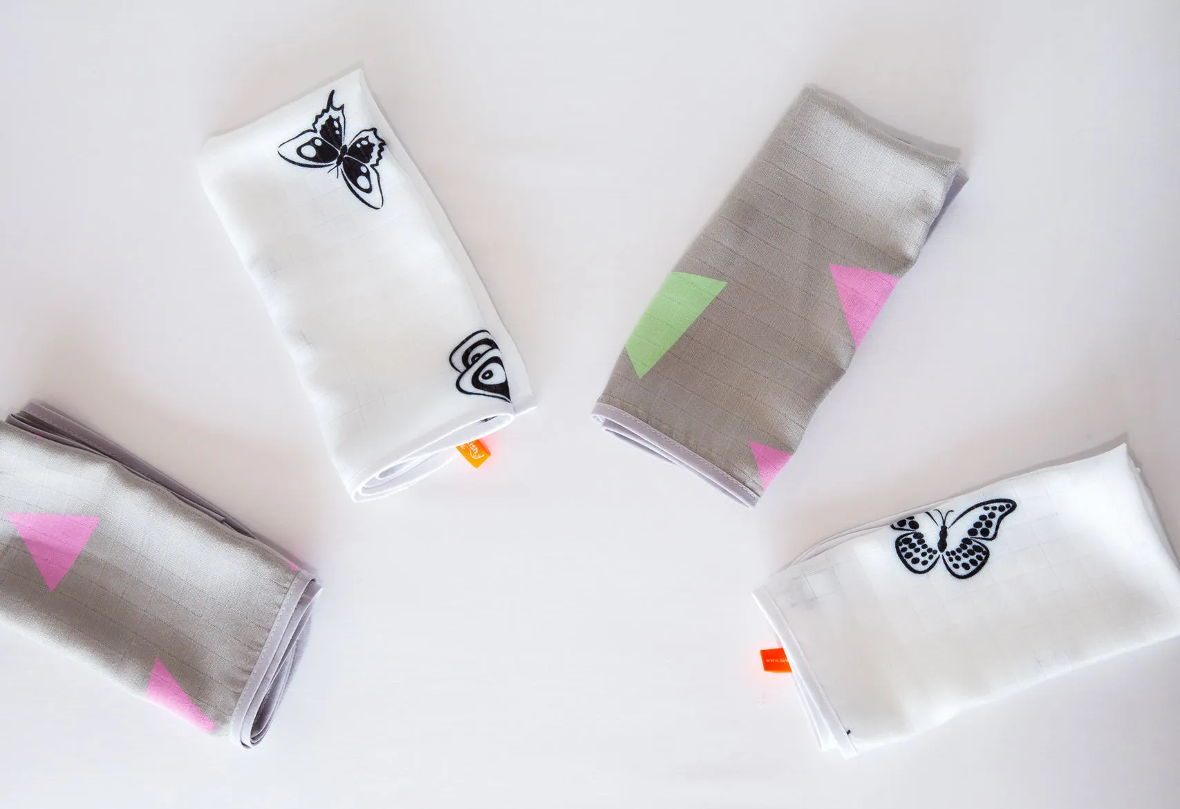 Burp Cloths - Grey Triangle & Butterfly