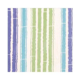 Caspari Bamboo Stripe Luncheon Napkins in Blue & Green- 20 Pack