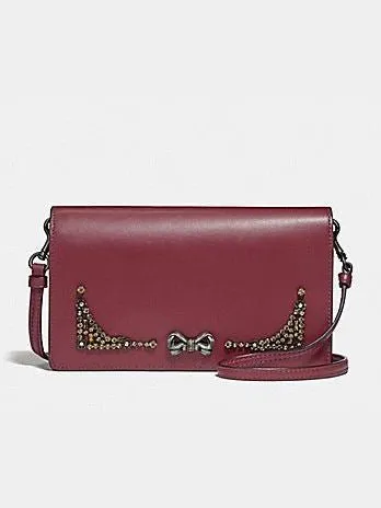 Coach Selena Hayden Crystal Embellishment Cross-body Bag Purse Wine F39313