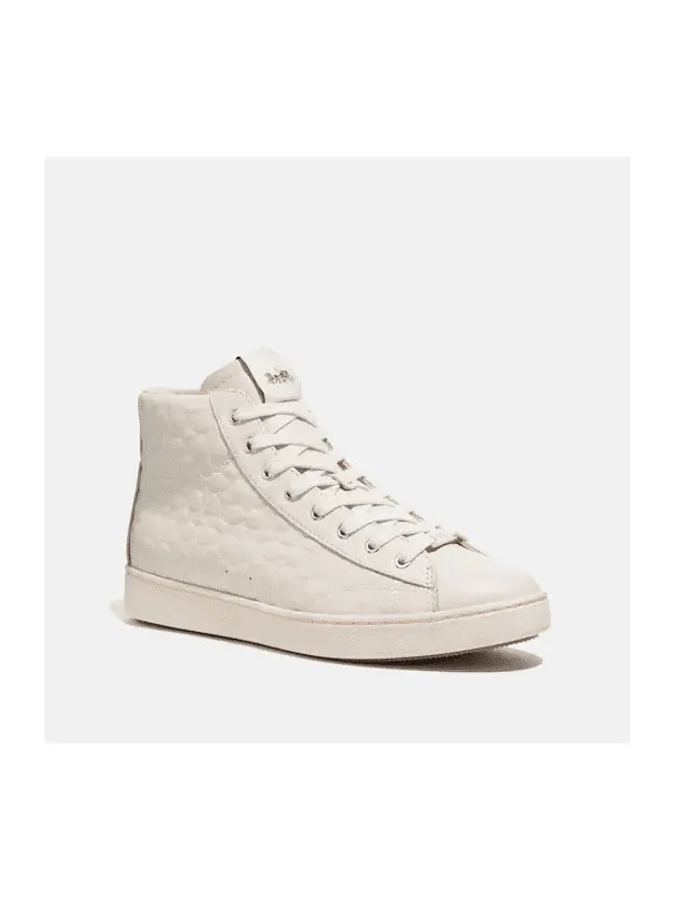 Sure! Here is an optimized title for the product:

Coach Womens Signature Leather High-Top Sneakers in Chalk - Style C204 FG1851