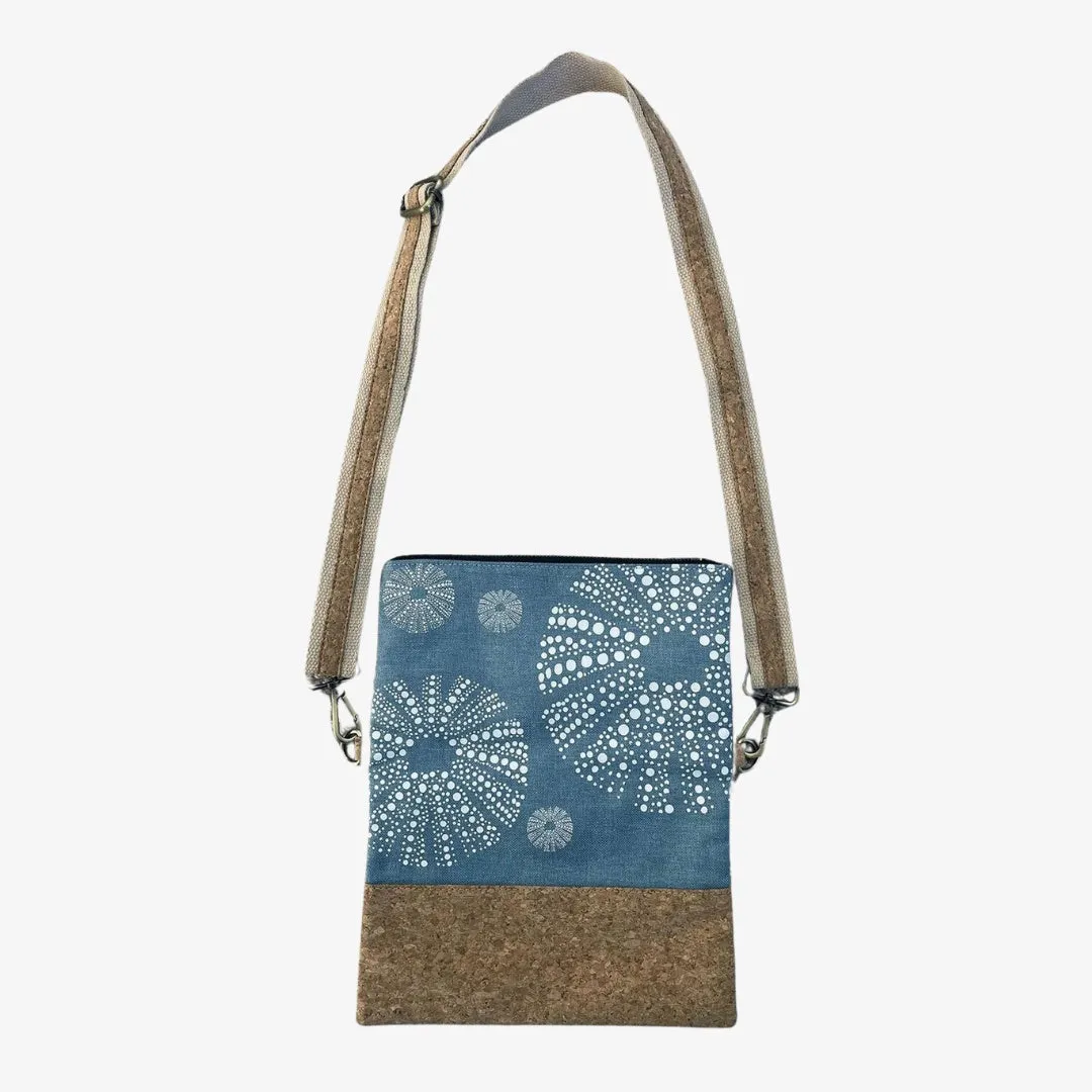 Cork & Fabric Bag - Kina White on Blue & Dark Grey