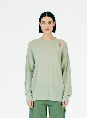 Crispy Cotton Slit Detail Oversized Pullover