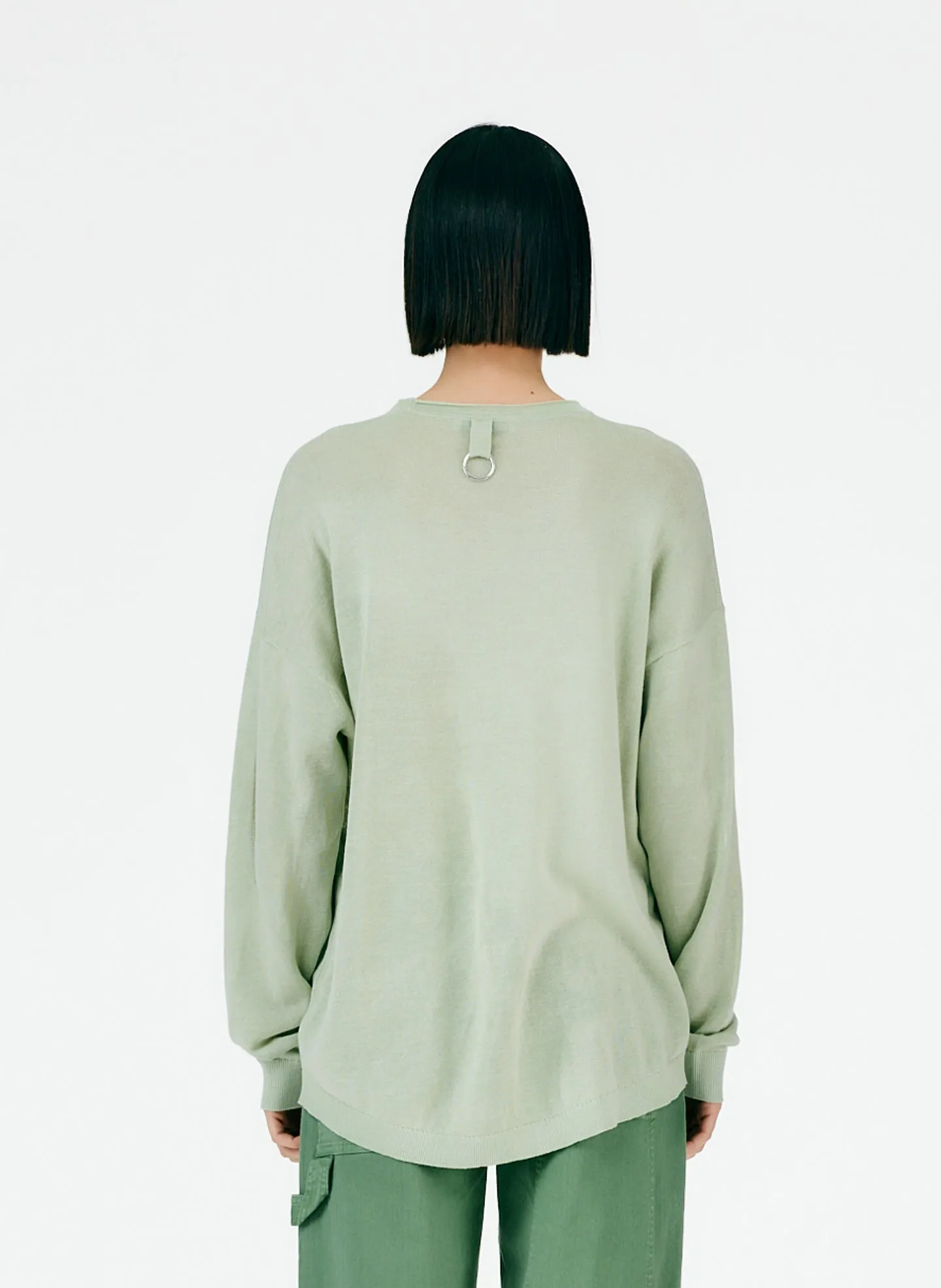 Crispy Cotton Slit Detail Oversized Pullover