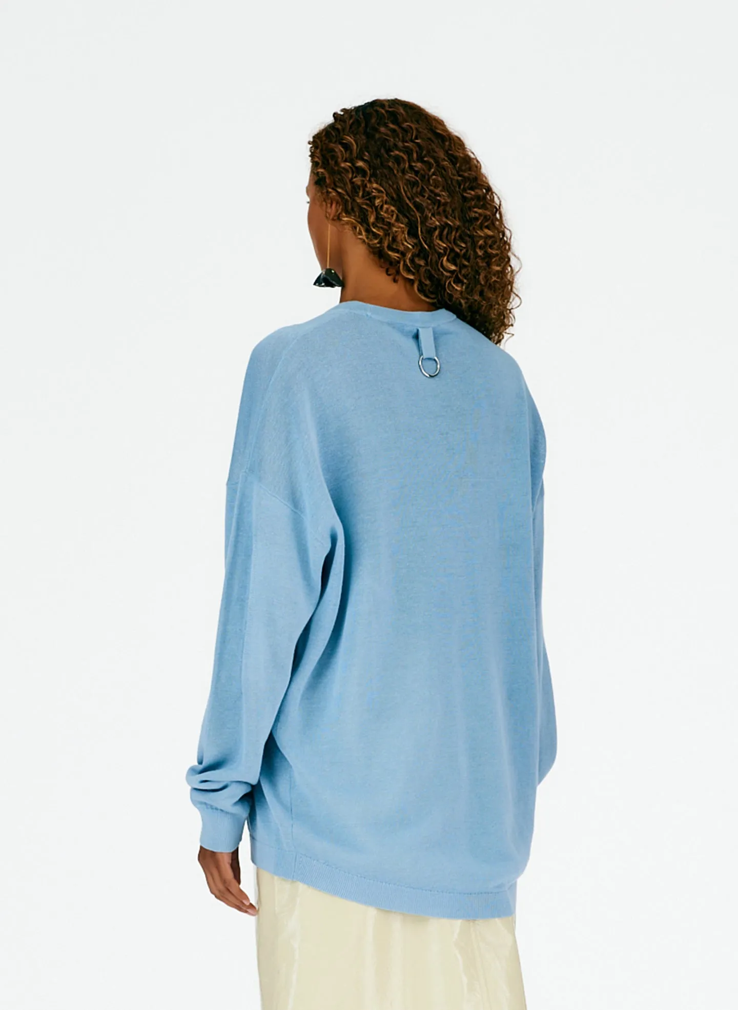 Crispy Cotton Slit Detail Oversized Pullover