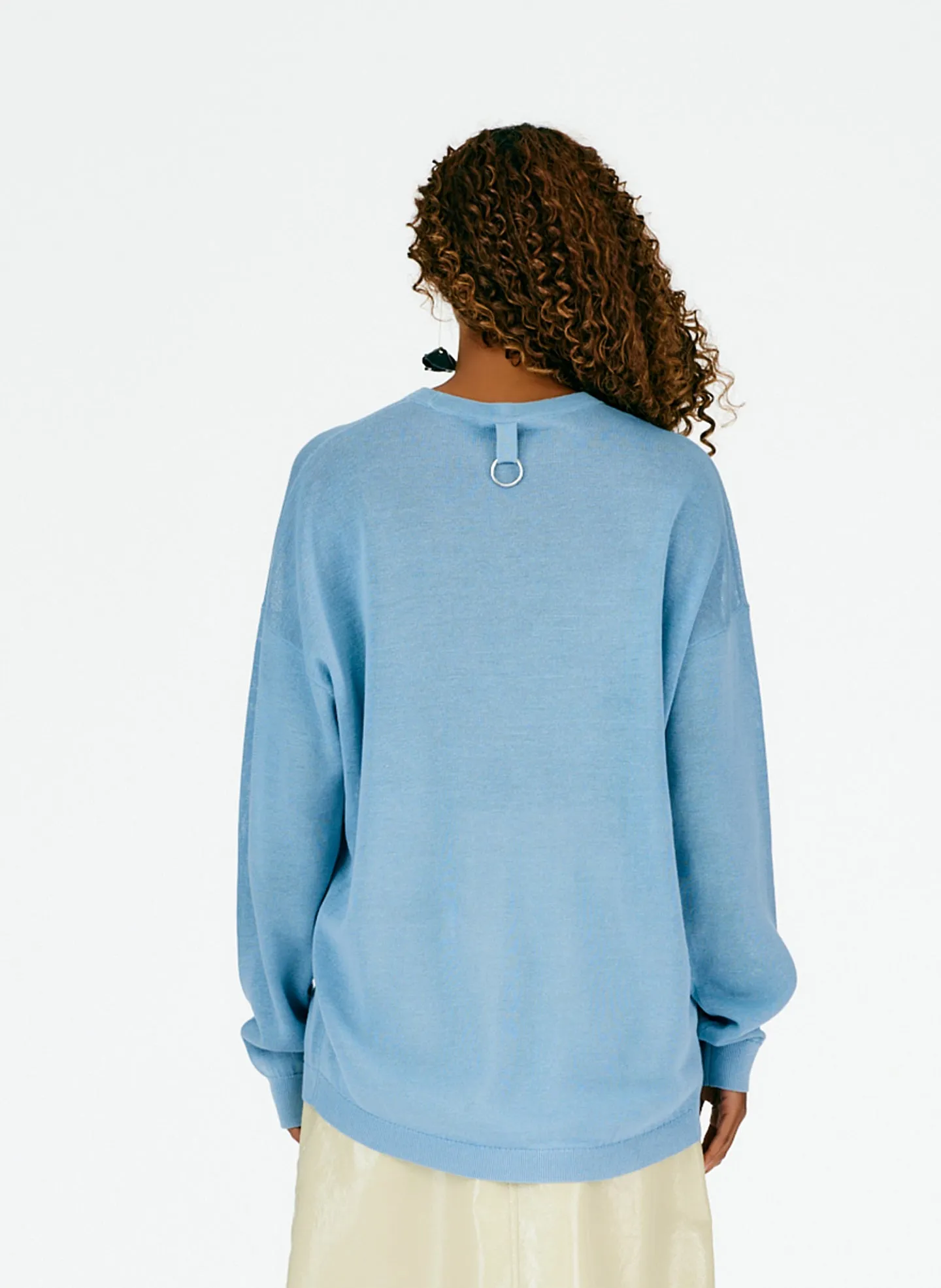 Crispy Cotton Slit Detail Oversized Pullover