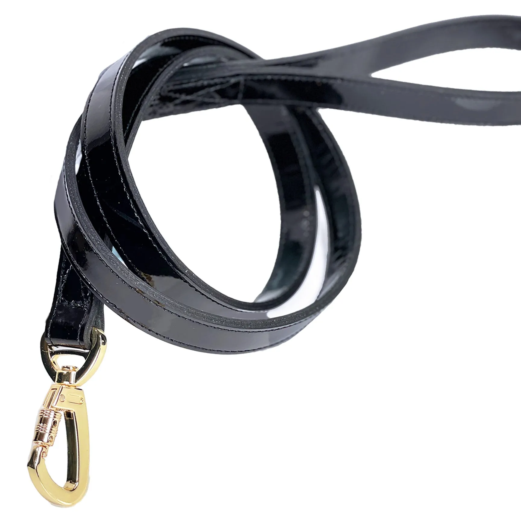 Daisy Dog Leash in Black Patent & Gold