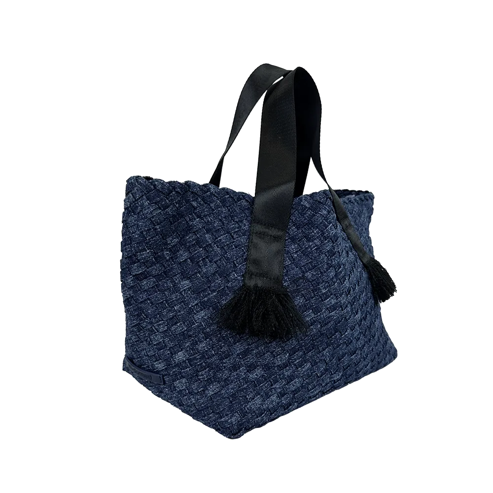 Daria Large Woven Denim Tote w/ Contrast Handles w/ Crossbody Strap