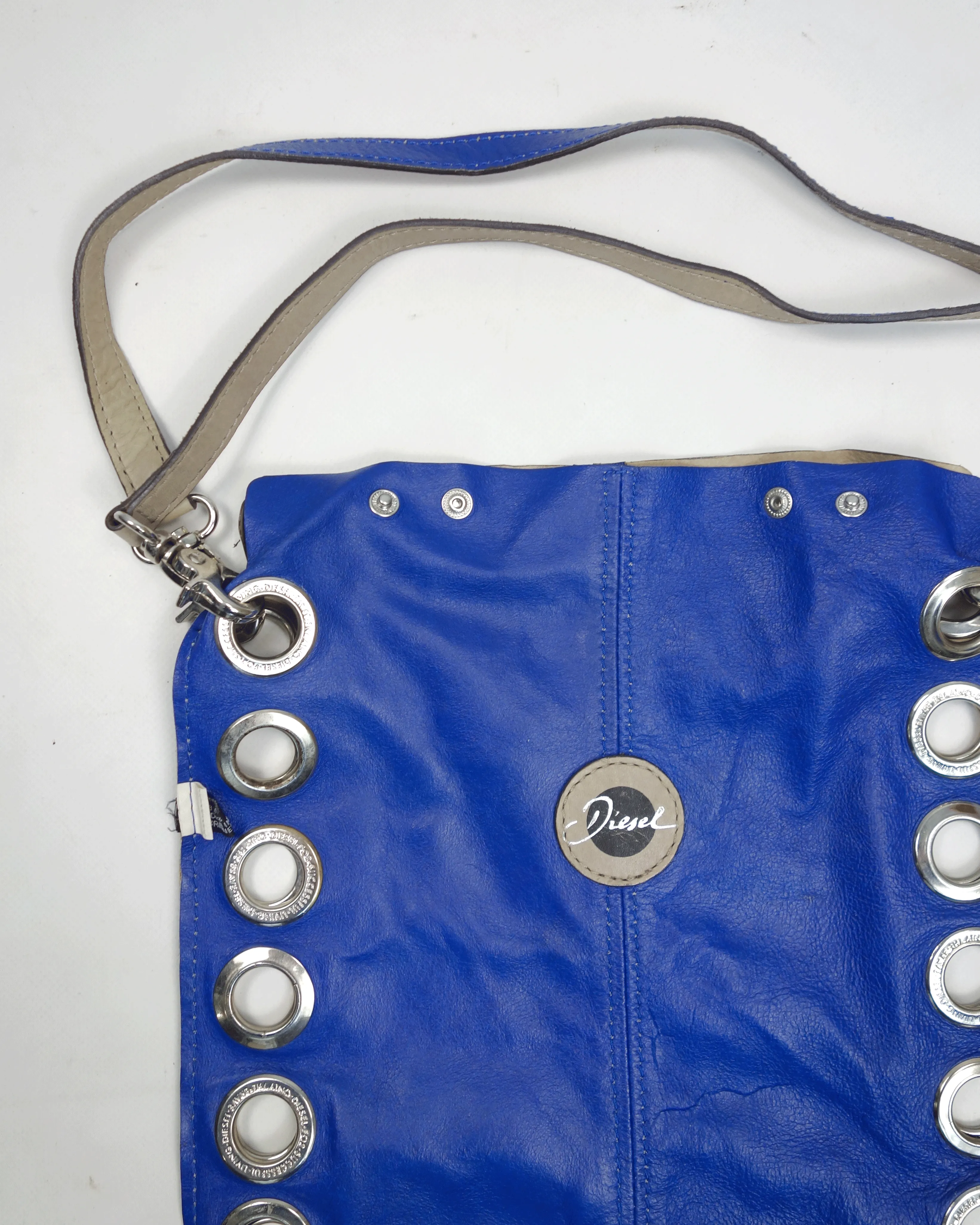 Diesel Blue 6-Position Flat Leather Bag 2000's