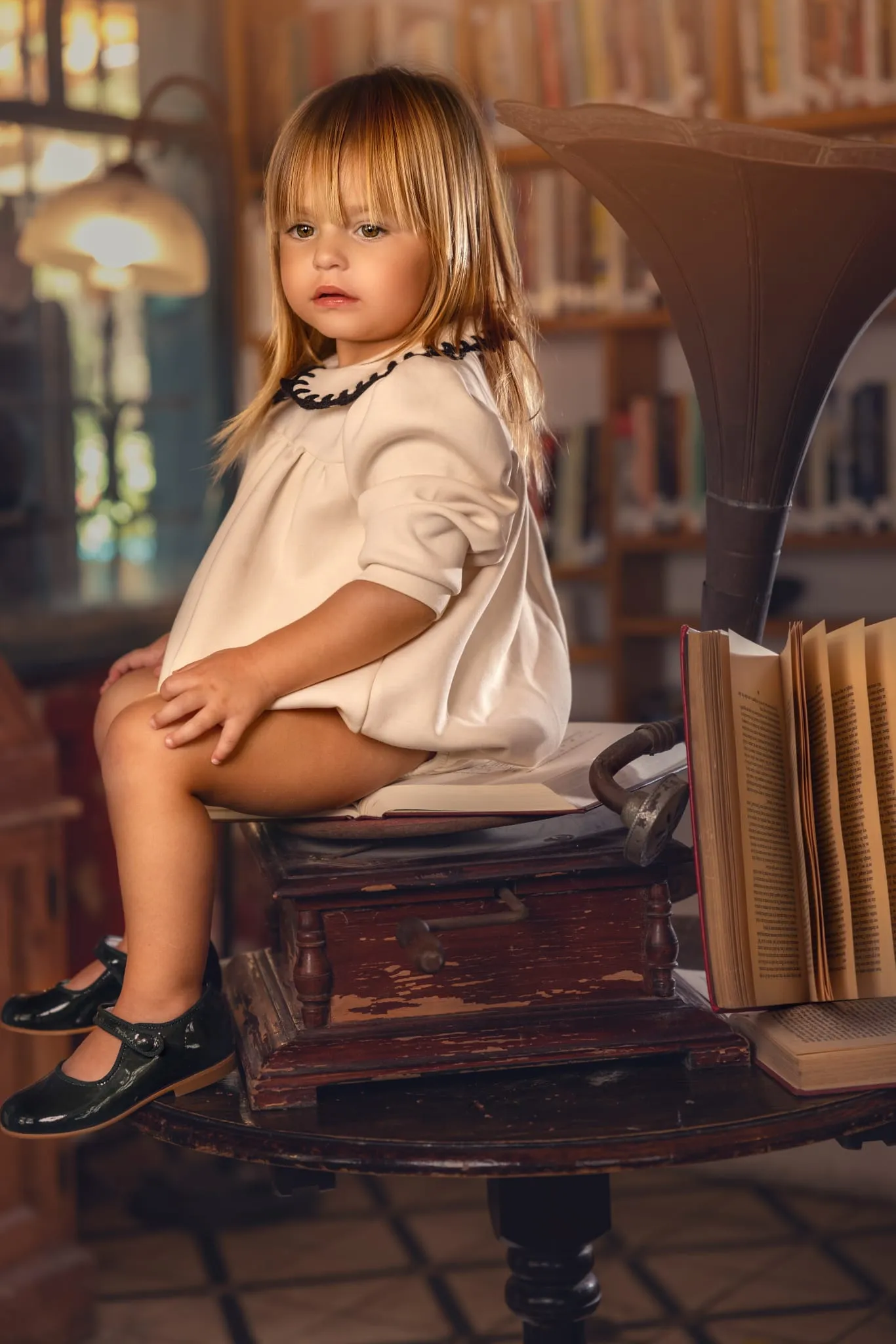 Dinky Baby Long Sleeve Romper With Embroidered Collar Beige