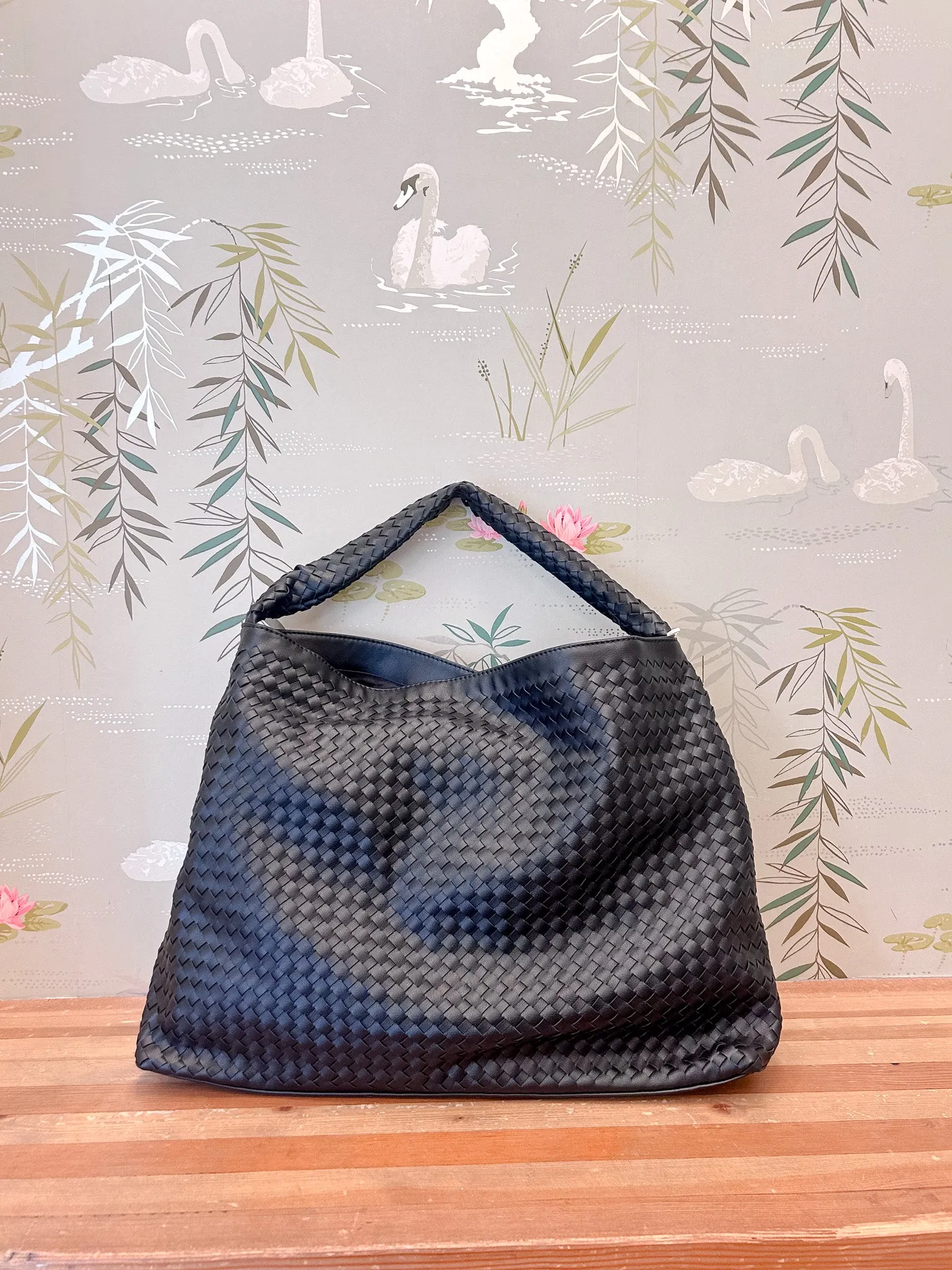 Drew Large Woven Bag Black