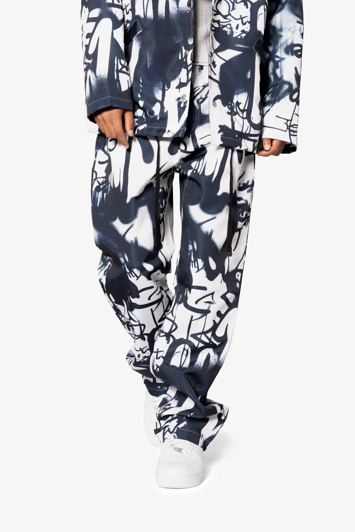 Graffiti Coach Pants - Black/White