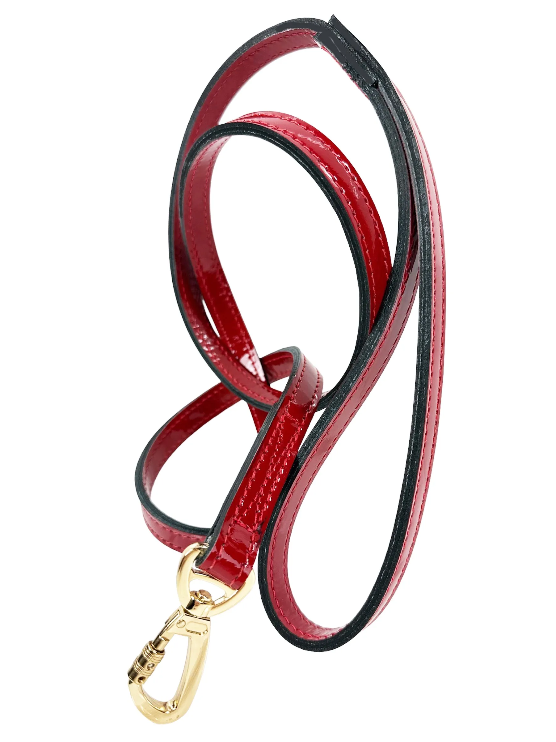 Holiday Dog Leash in Red Patent & Gold