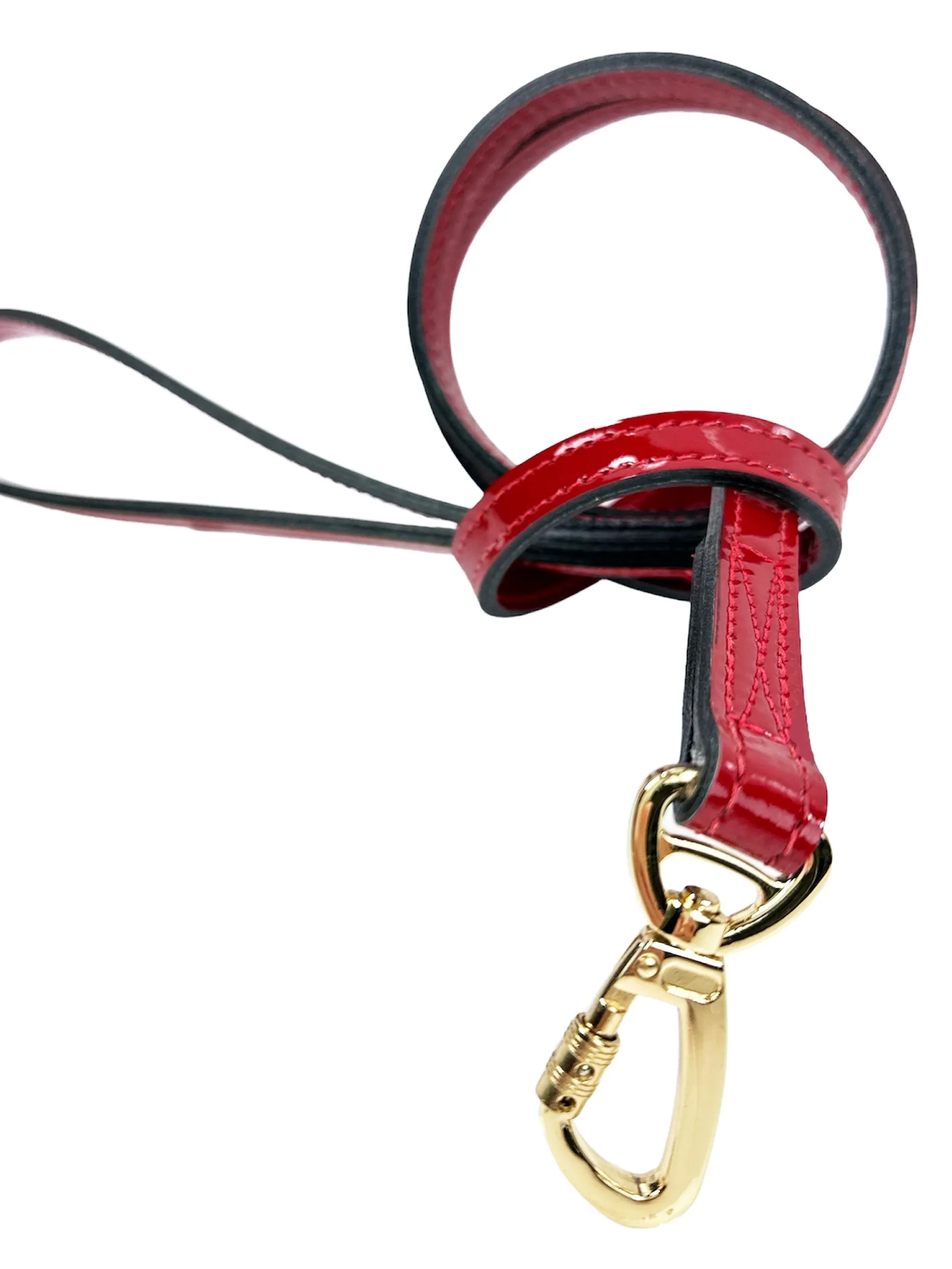 Holiday Dog Leash in Red Patent & Gold