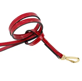 Holiday Dog Leash in Red Patent & Gold